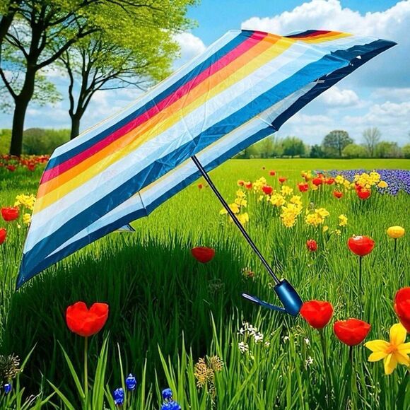 NWT Gorgeous Nautica Navy, red orange yellow white & blue 42” Auto Open Umbrella - Picture 8 of 12